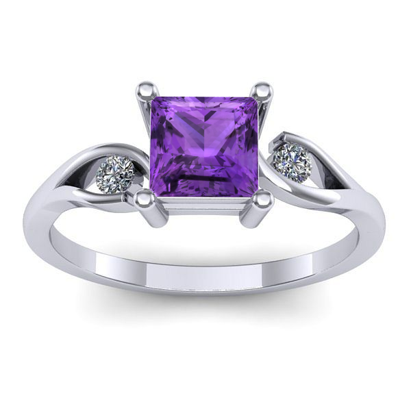 Inel cu ametist patrat