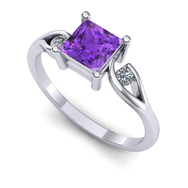 Inel din aur alb cu ametist