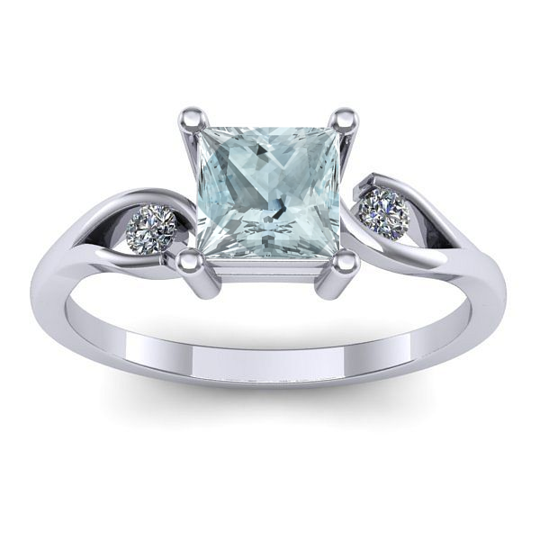 Inel de logodna cu aquamarin patrat