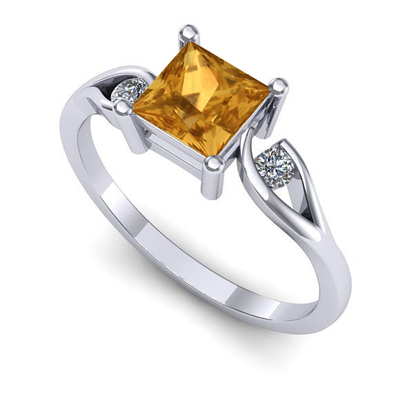 Inel din aur alb cu citrin