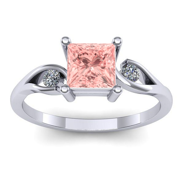Inel logodna cu diamant de laborator roz patrat