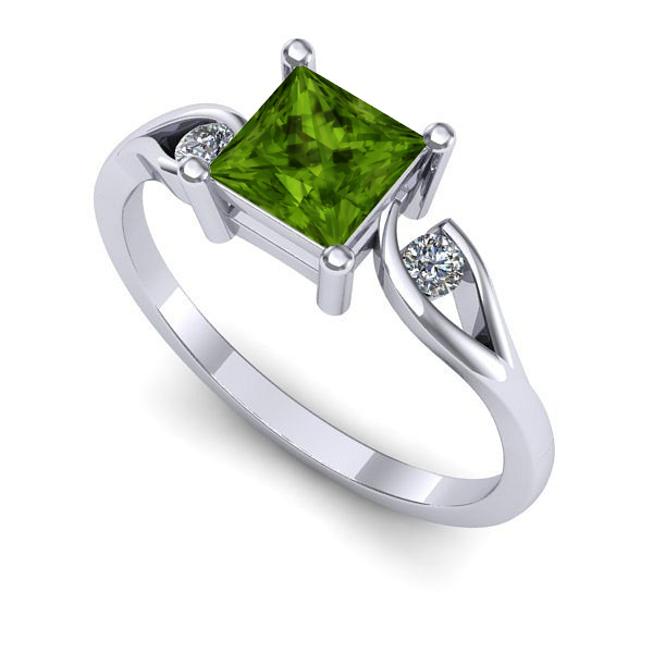 Inel din aur alb cu peridot