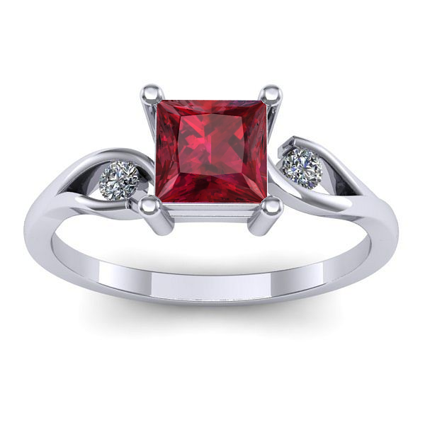 Inel cu rubin patrat