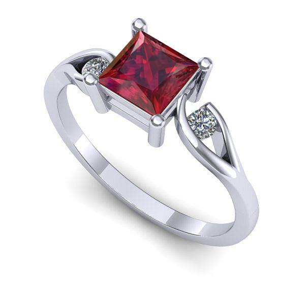 Inel de logodna din aur alb cu rubin