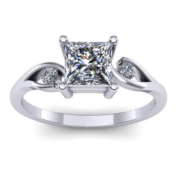 Inel de logodna cu safir alb patrat