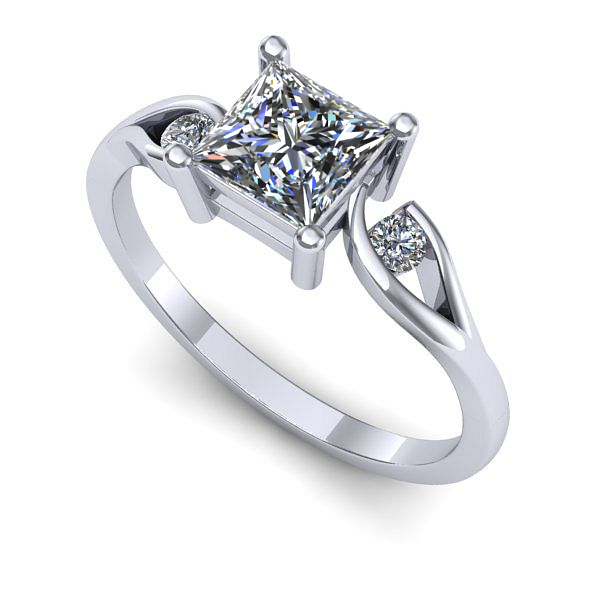 Inel logodna din aur alb cu safir alb