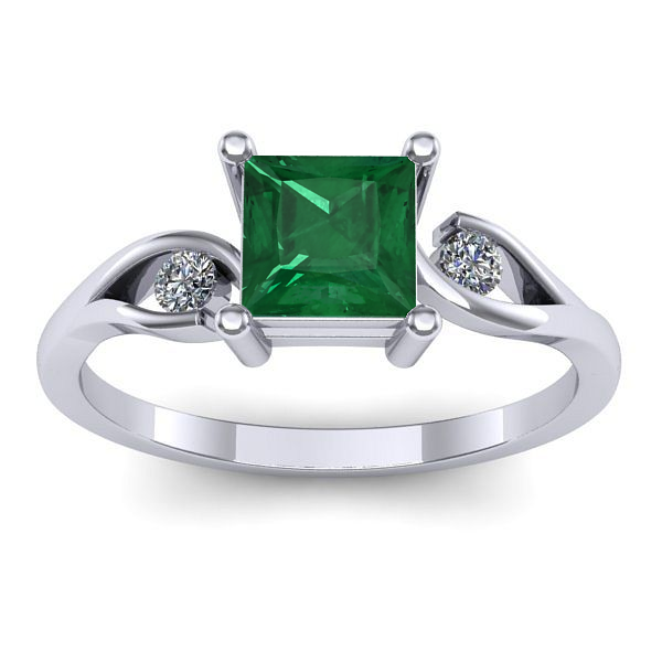 Inel logodna cu smarald patrat