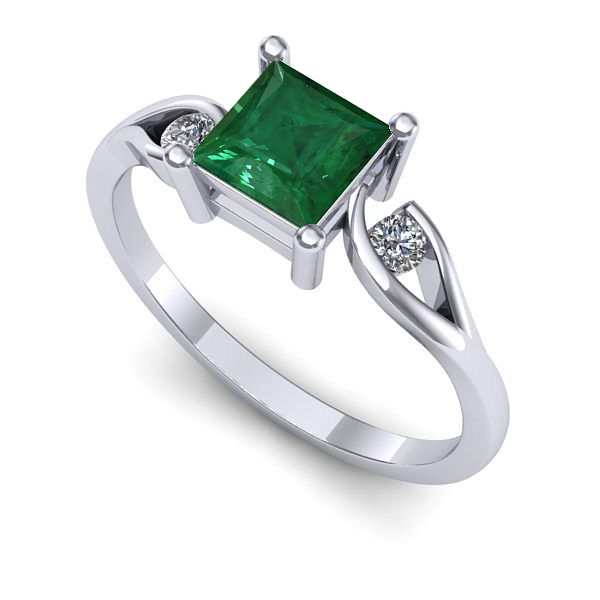 Inel din aur alb cu smarald