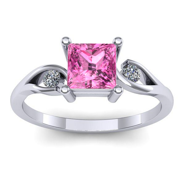 Inel de logodna cu safir roz patrat