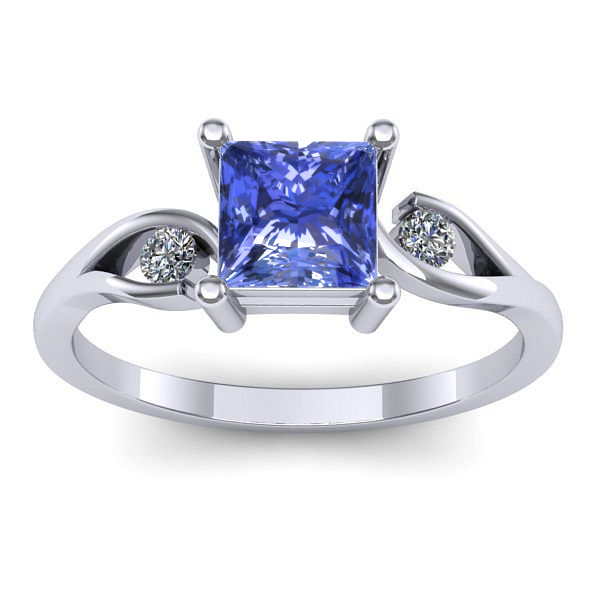 Inel de logodna cu tanzanit patrat