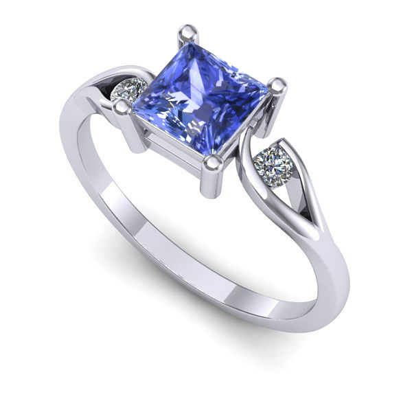 Inel din aur alb cu tanzanit