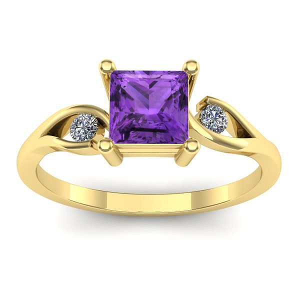 Inel logodna cu ametist patrat
