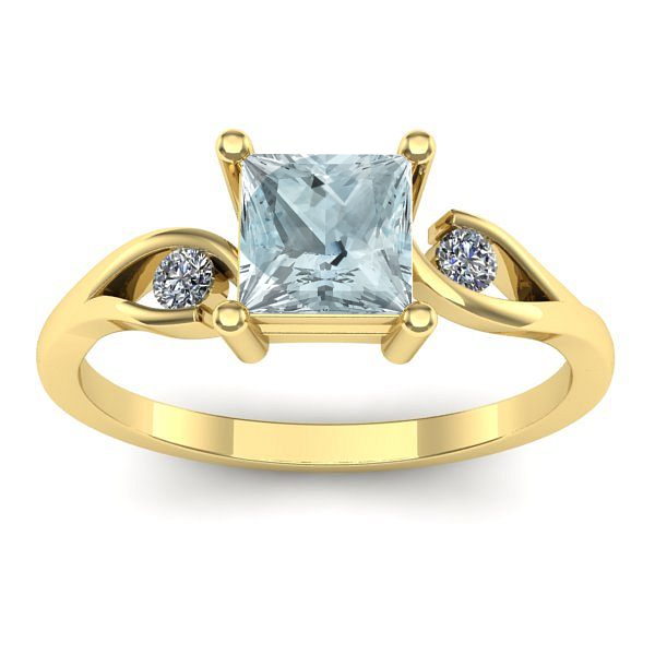 Inel logodna cu aquamarin patrat