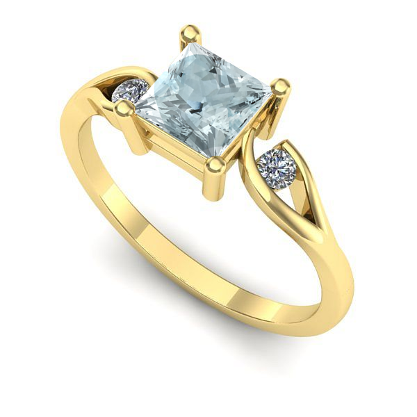 Inel din aur galben cu aquamarin