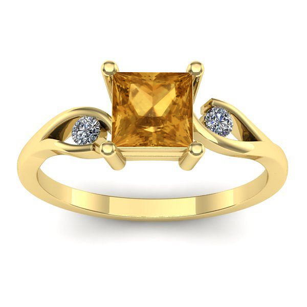 Inel logodna cu citrin patrat