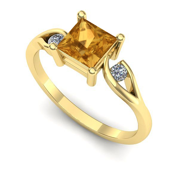 Inel logodna din aur galben cu citrin