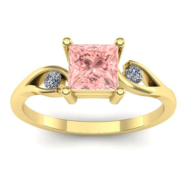 Inel de logodna cu diamant de laborator roz patrat