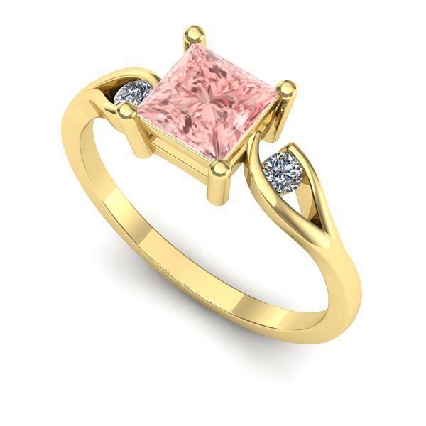 Inel din aur galben cu diamant de laborator roz