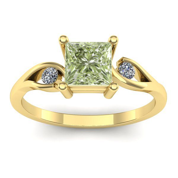 Inel de logodna cu diamant de laborator verde patrat