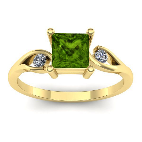 Inel cu peridot patrat