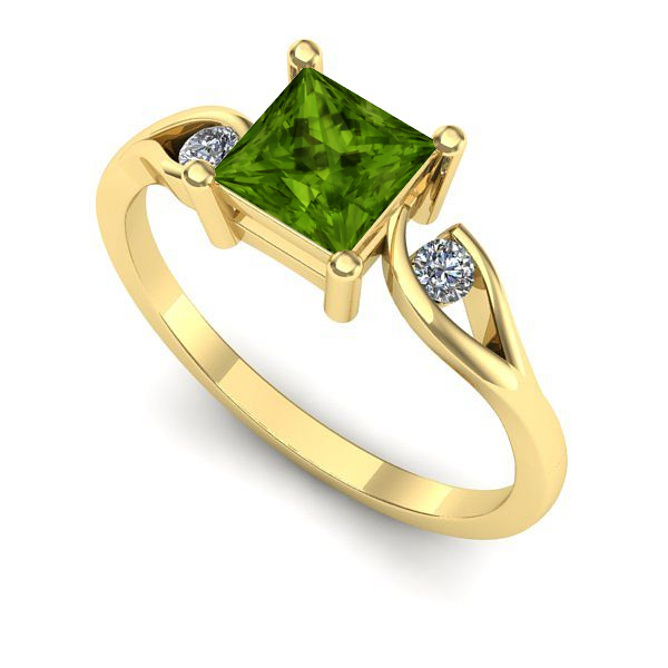 Inel logodna din aur galben cu peridot