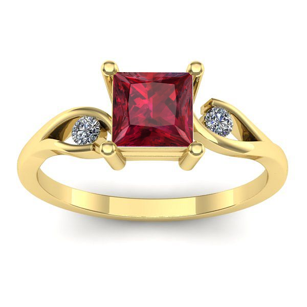 Inel cu rubin patrat