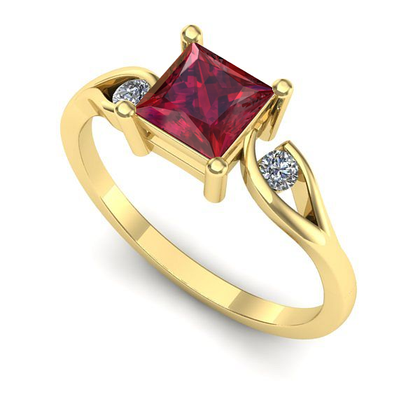 Inel de logodna din aur galben cu rubin