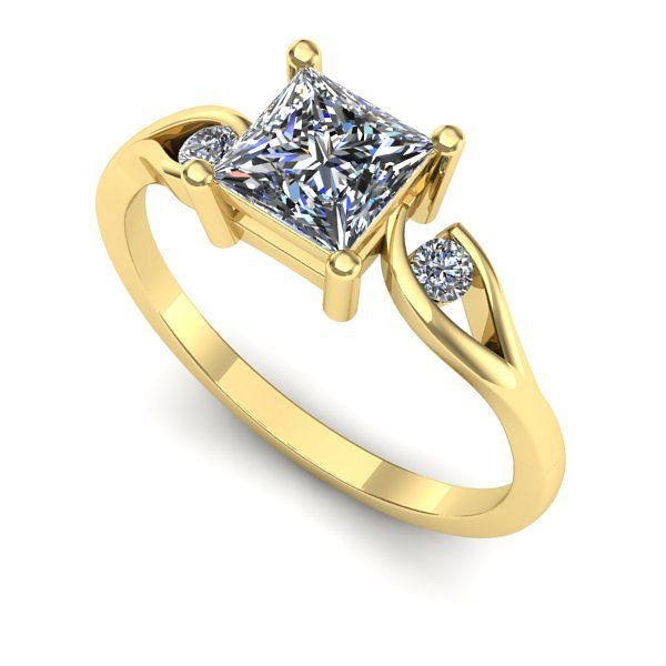 Inel logodna din aur galben cu safir alb