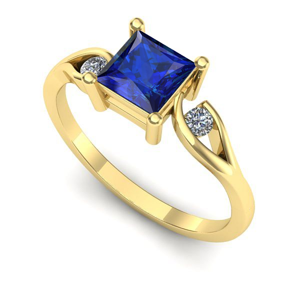 Inel de logodna din aur galben cu safir