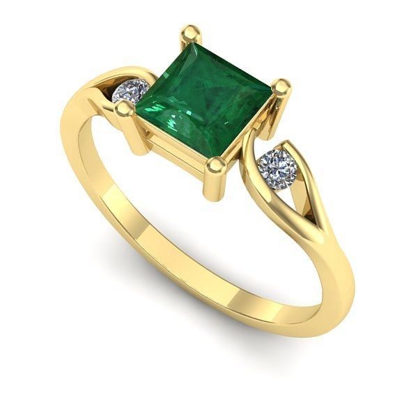 Inel din aur galben cu smarald