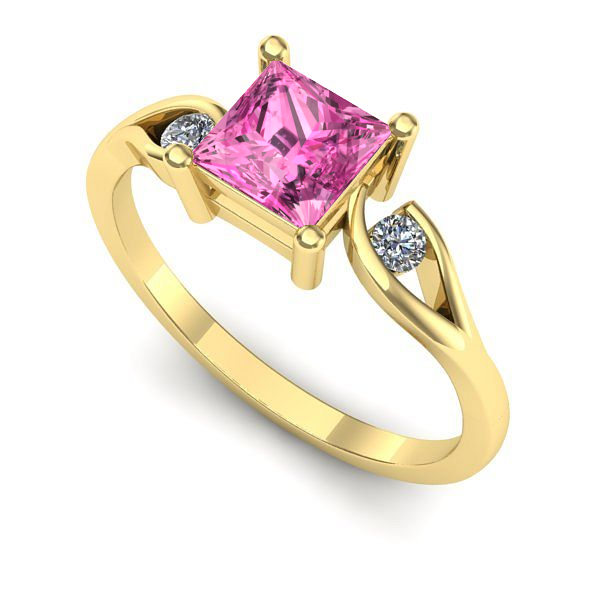 Inel de logodna din aur galben cu safir roz