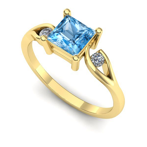 Inel de logodna din aur galben cu topaz blue