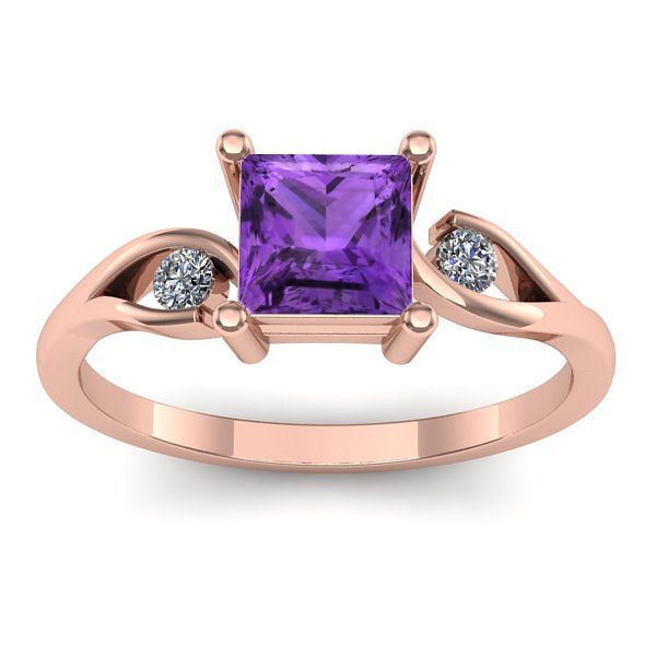 Inel logodna cu ametist patrat