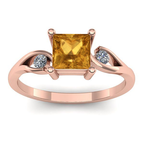 Inel de logodna cu citrin patrat