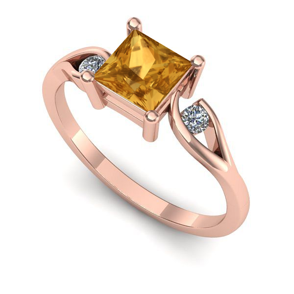Inel din aur roz cu citrin
