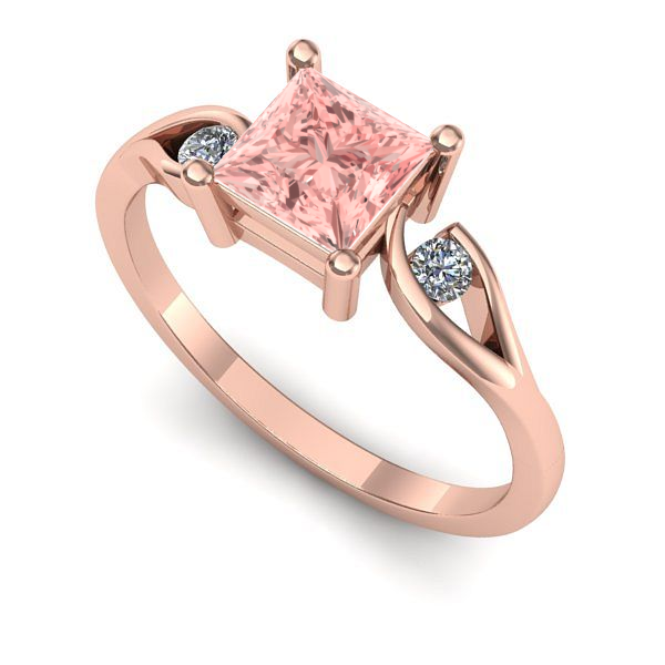 Inel de logodna din aur roz cu diamant de laborator roz