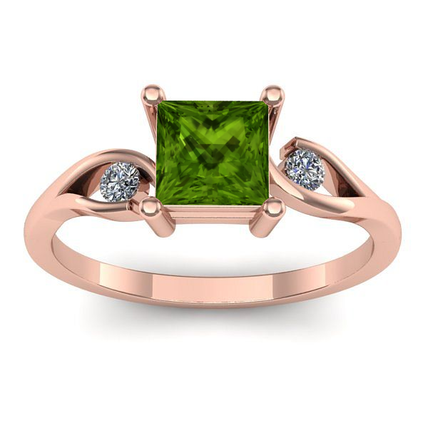 Inel logodna cu peridot patrat