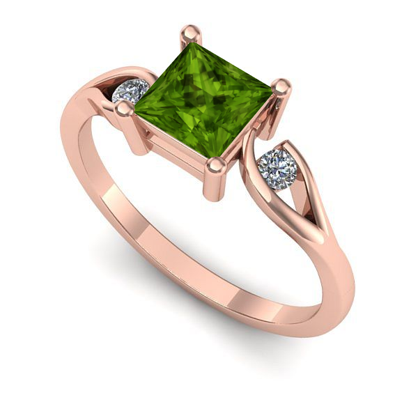 Inel de logodna din aur roz cu peridot