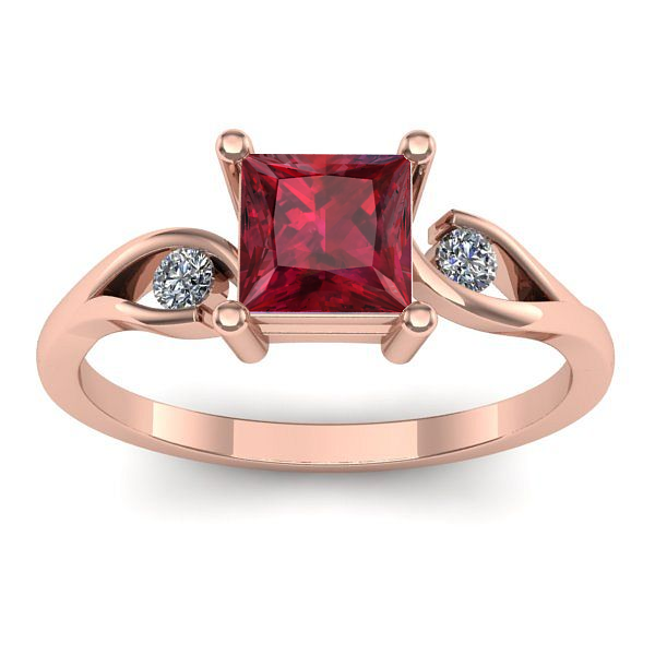 Inel logodna cu rubin patrat