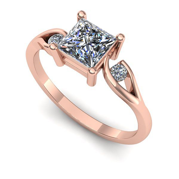 Inel din aur roz cu safir alb