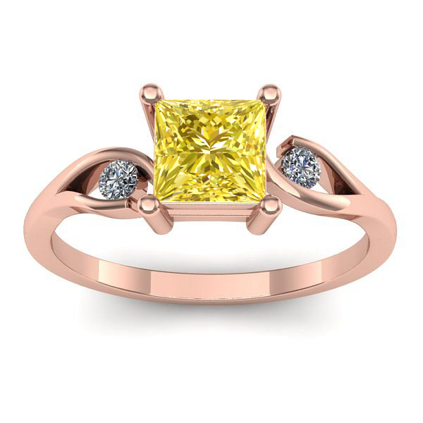 Inel logodna cu safir galben patrat