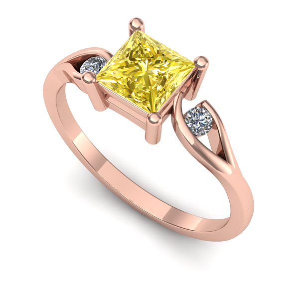 Inel logodna din aur roz cu safir galben