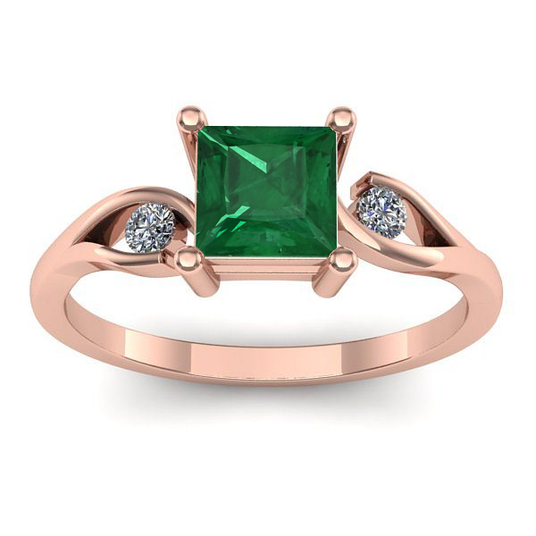 Inel cu smarald patrat