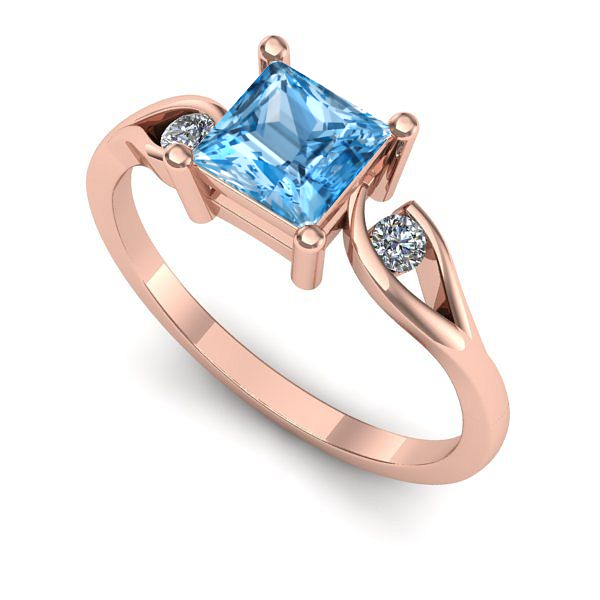 Inel logodna din aur roz cu topaz blue