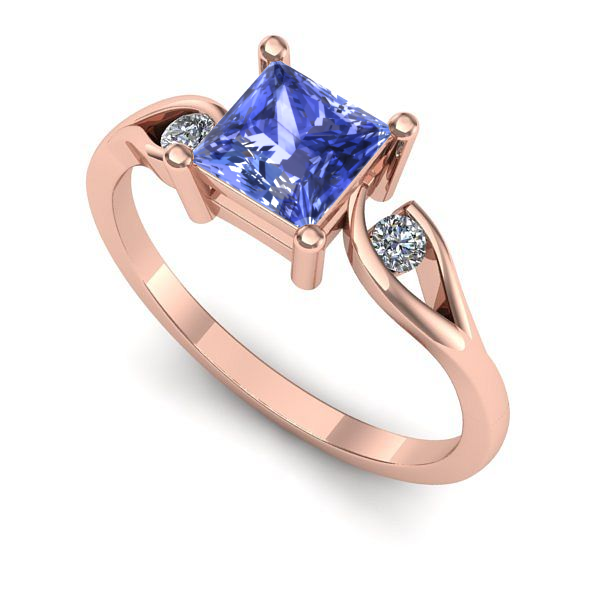 Inel din aur roz cu tanzanit