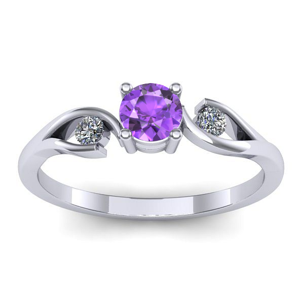 Inel de logodna cu ametist rotund