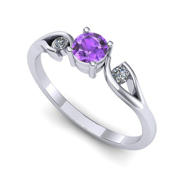 Inel logodna din aur alb cu ametist