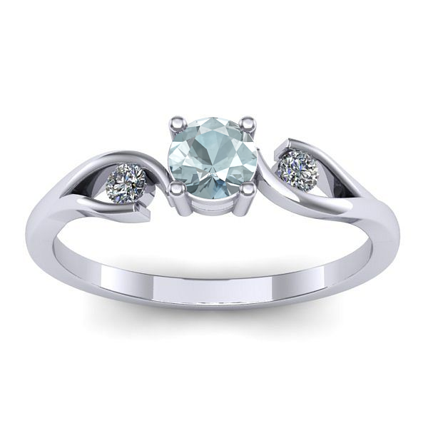 Inel logodna cu aquamarin rotund