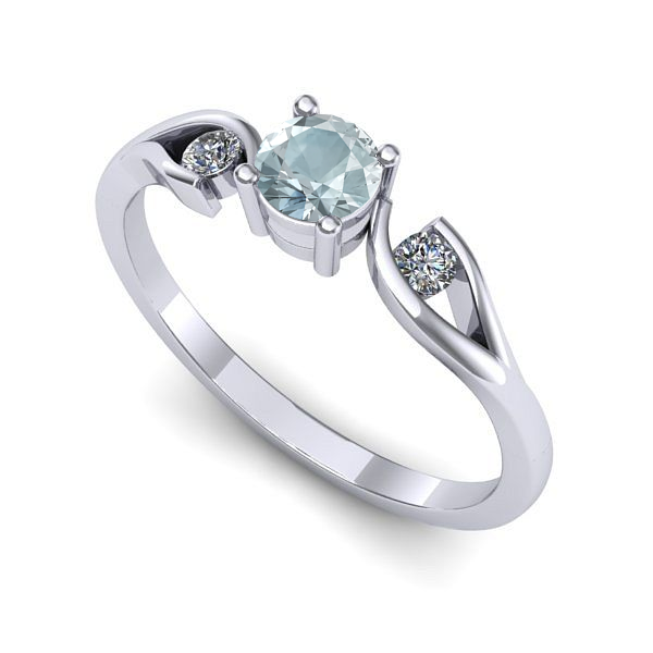 Inel logodna din aur alb cu aquamarin