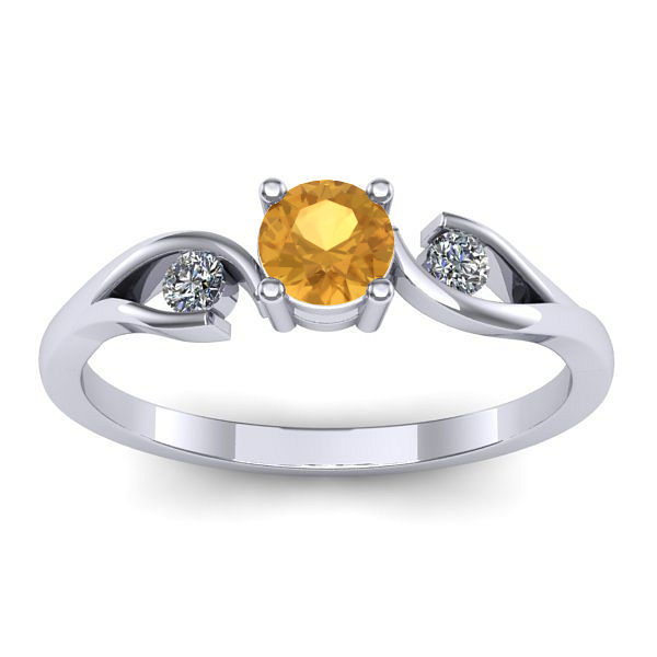 Inel cu citrin rotund